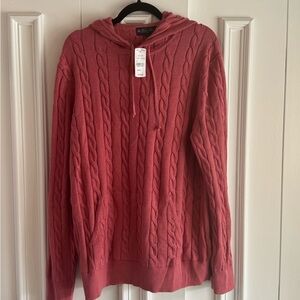 Brooks brothers Cable Knit Hooded Sweater - Red